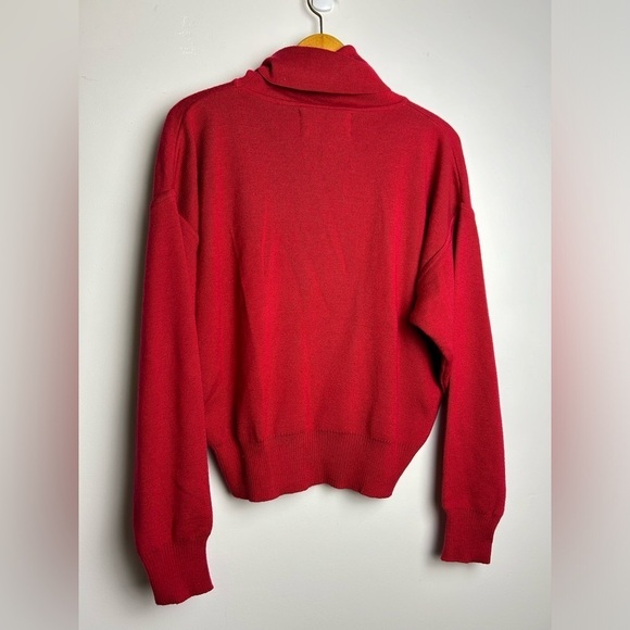 OBERMEYER Vtg Wool Red Crop Long Sleeve Turtleneck Pullover Sweater size M - Picture 3 of 11